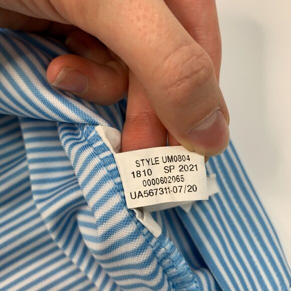 Under Armour Shirt Men 2XL XXL Blue/White Striped HeatGear Performance Golf Polo - Picture 8 of 11